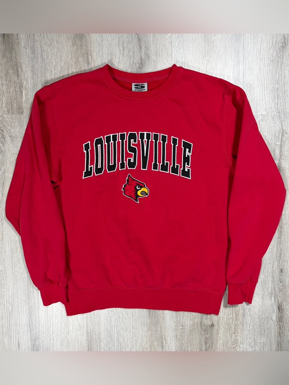 Stadium Athletics Red Louisville Crewneck Sweatshirt